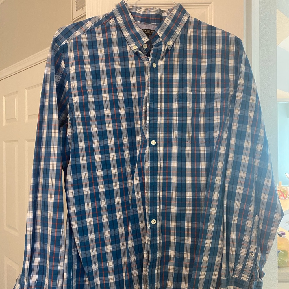 Men’s banana republic plaid button up shirt